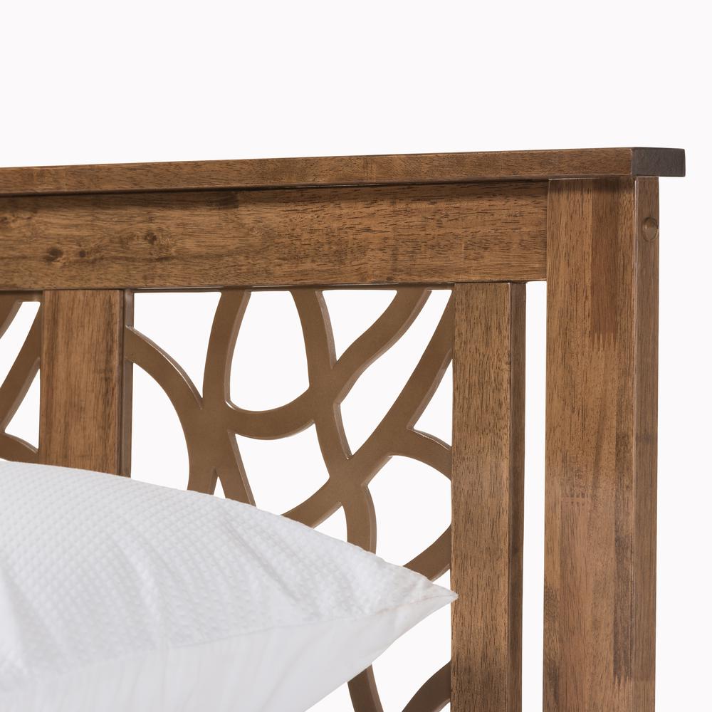 Trina Contemporary Tree Branch Inspired Walnut Wood Queen Size Platform Bed. Picture 8