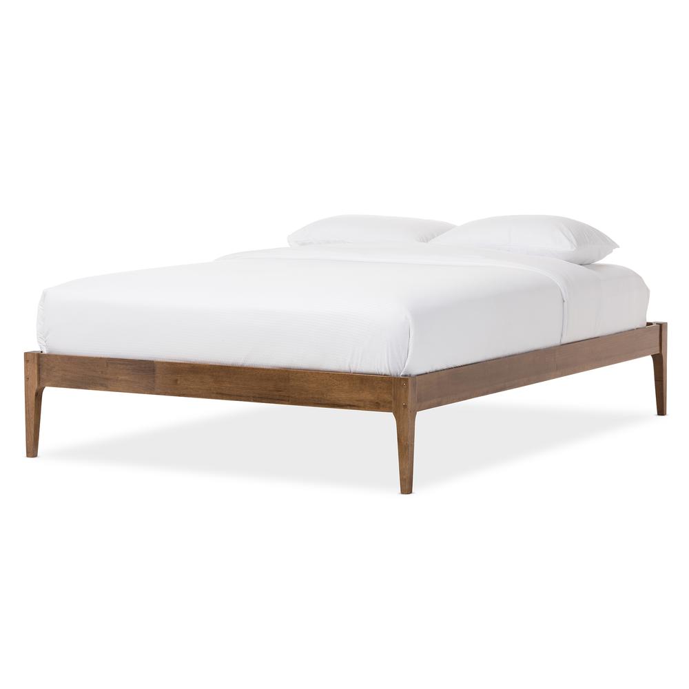 Bentley Mid-Century Modern Walnut Finishing Solid Wood Queen Size Bed Frame. Picture 6