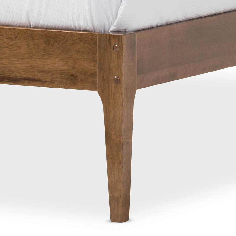 Bentley Mid-Century Modern Walnut Finishing Solid Wood Queen Size Bed Frame. Picture 7