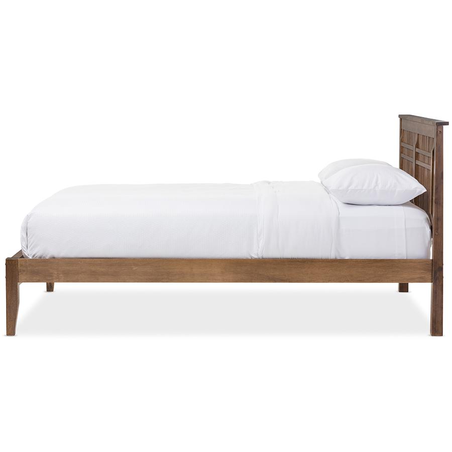 Solid Walnut Wood Window-Pane Style Queen Size Platform Bed. Picture 2