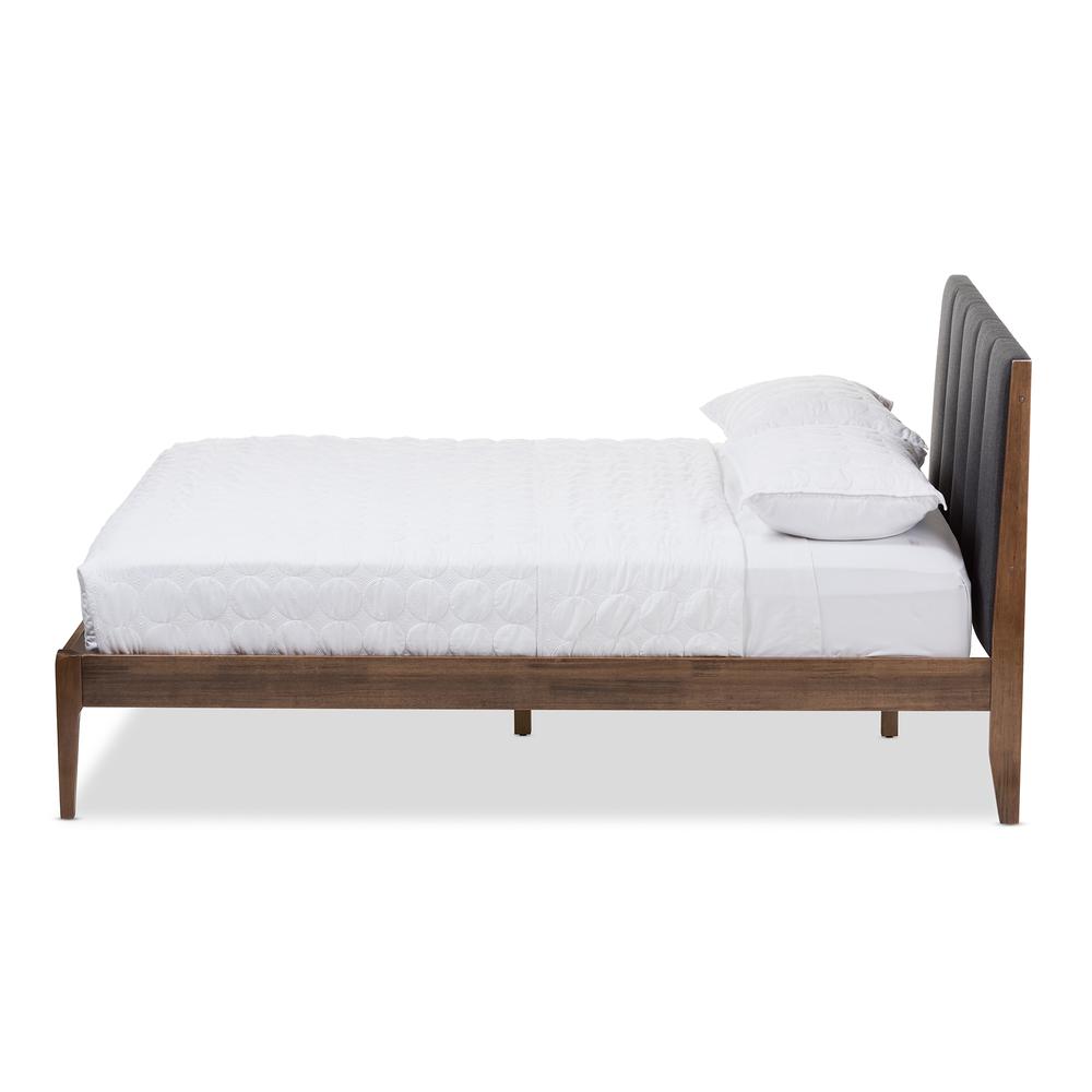 Medium Brown Finish Wood Queen Size Platform Bed. Picture 9