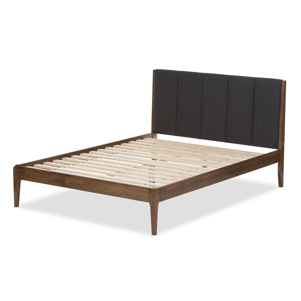Medium Brown Finish Wood Queen Size Platform Bed. Picture 10