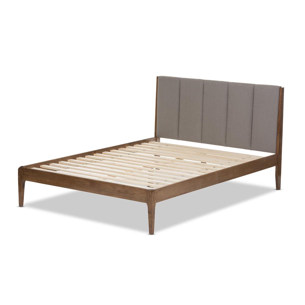 Medium Brown Finish Wood Queen Size Platform Bed. Picture 11