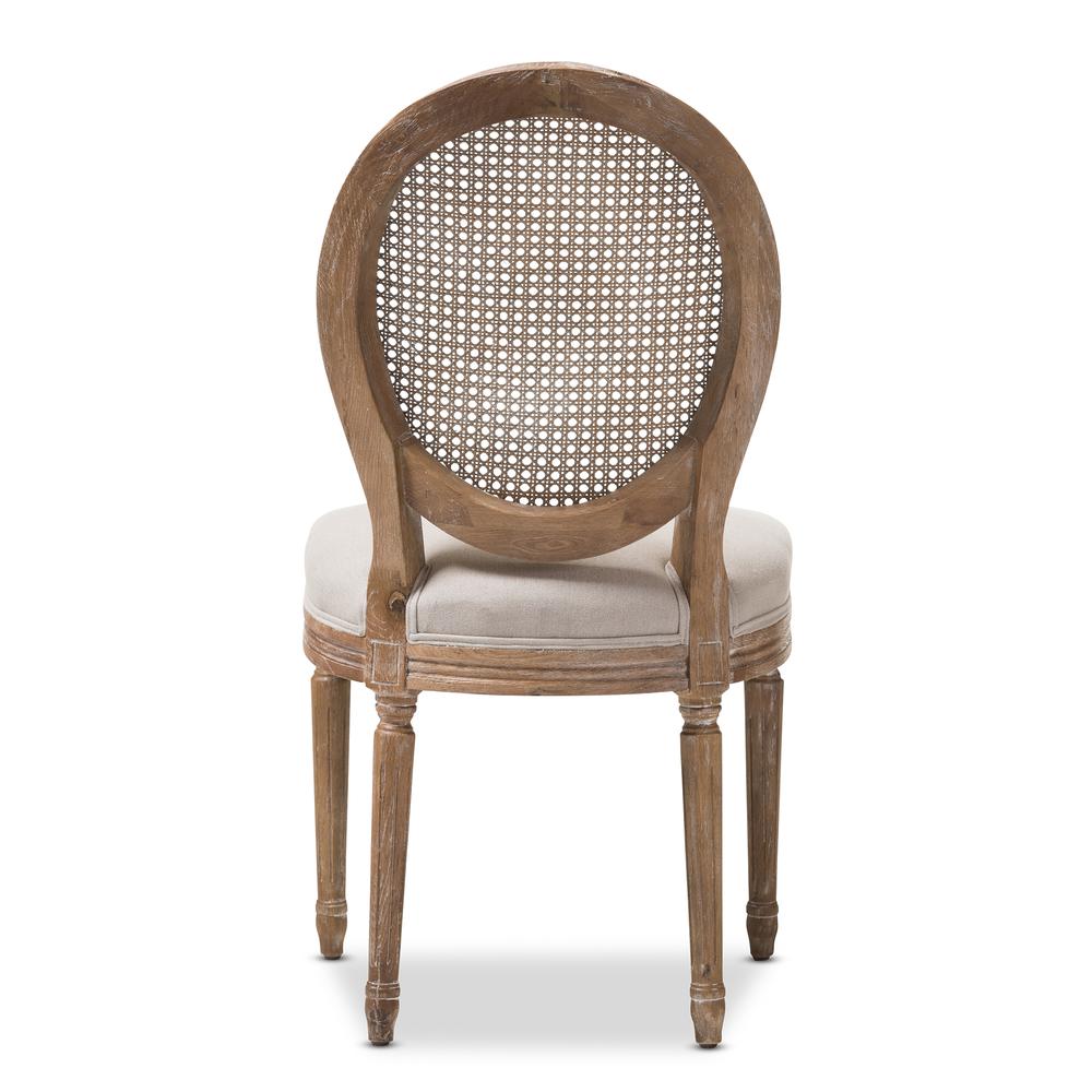 Beige Fabric Upholstered Dining Side Chair with Round Cane Back. Picture 13