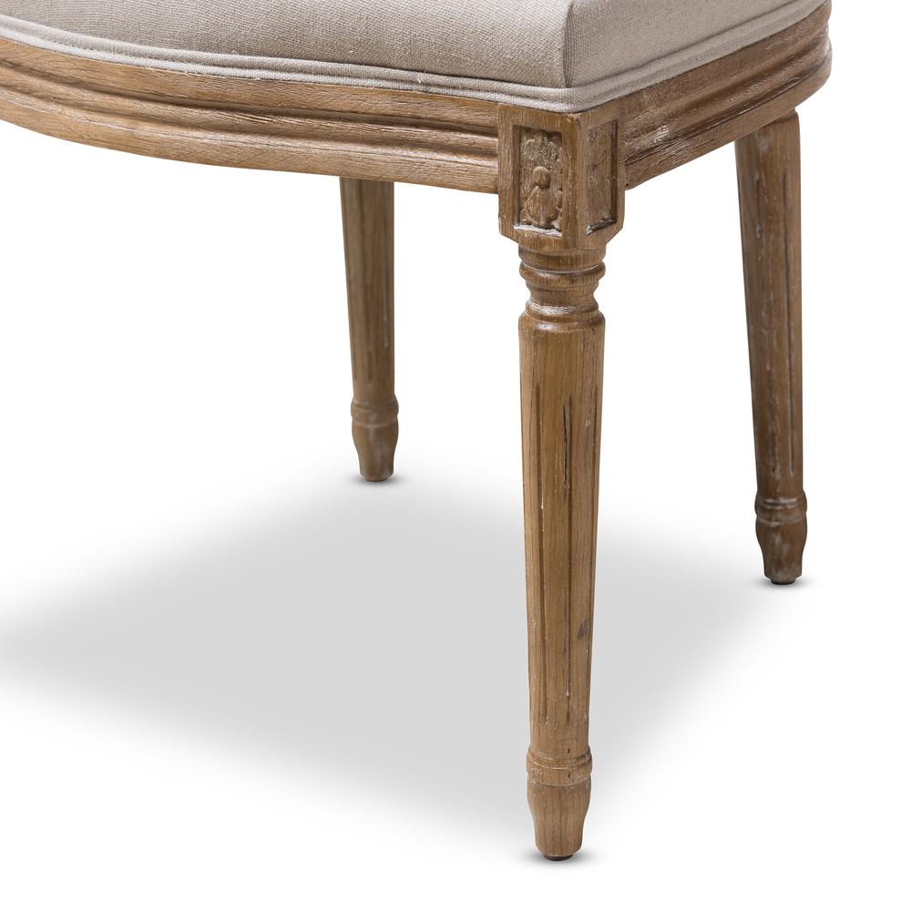 Beige Fabric Upholstered Dining Side Chair with Round Cane Back. Picture 15