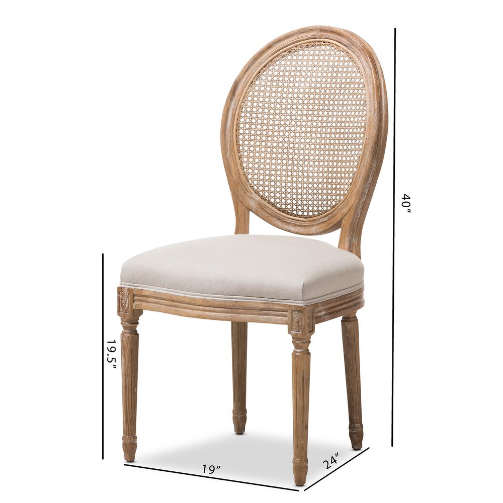 Beige Fabric Upholstered Dining Side Chair with Round Cane Back. Picture 18
