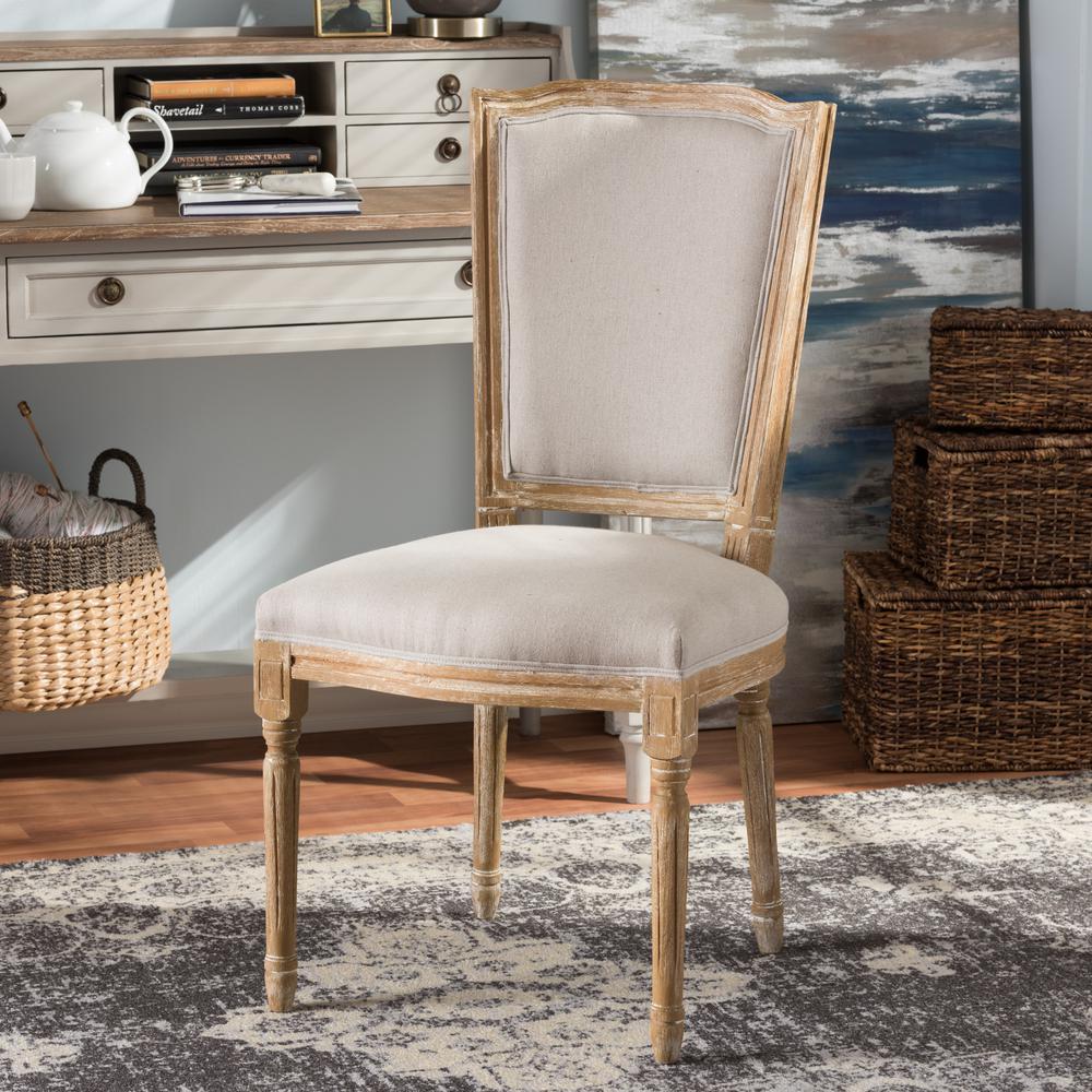 Beige Fabric Upholstered Dining Side Chair. Picture 16