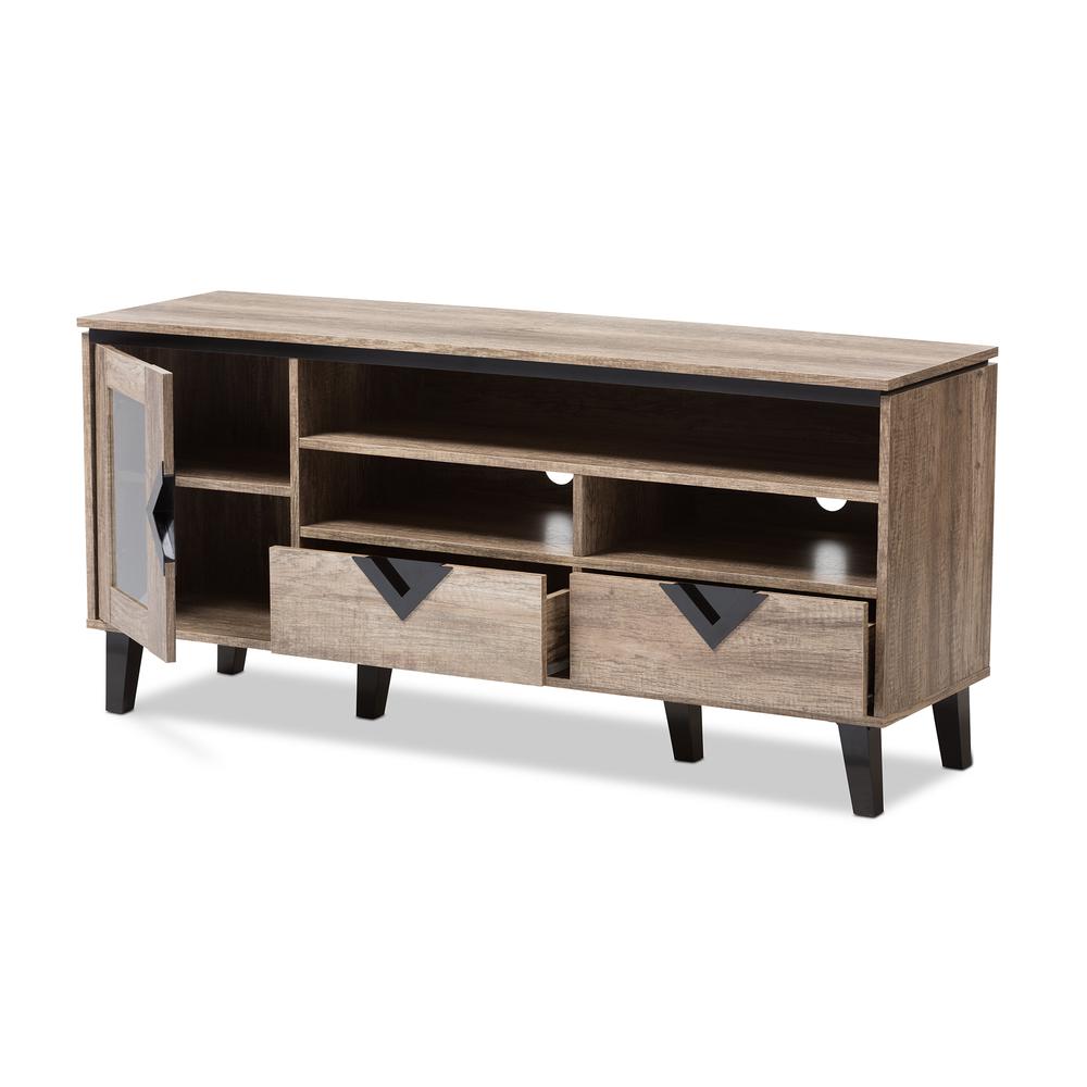 Baxton Studio Cardiff Modern and Contemporary Light Brown Wood 55-Inch TV Stand. Picture 9