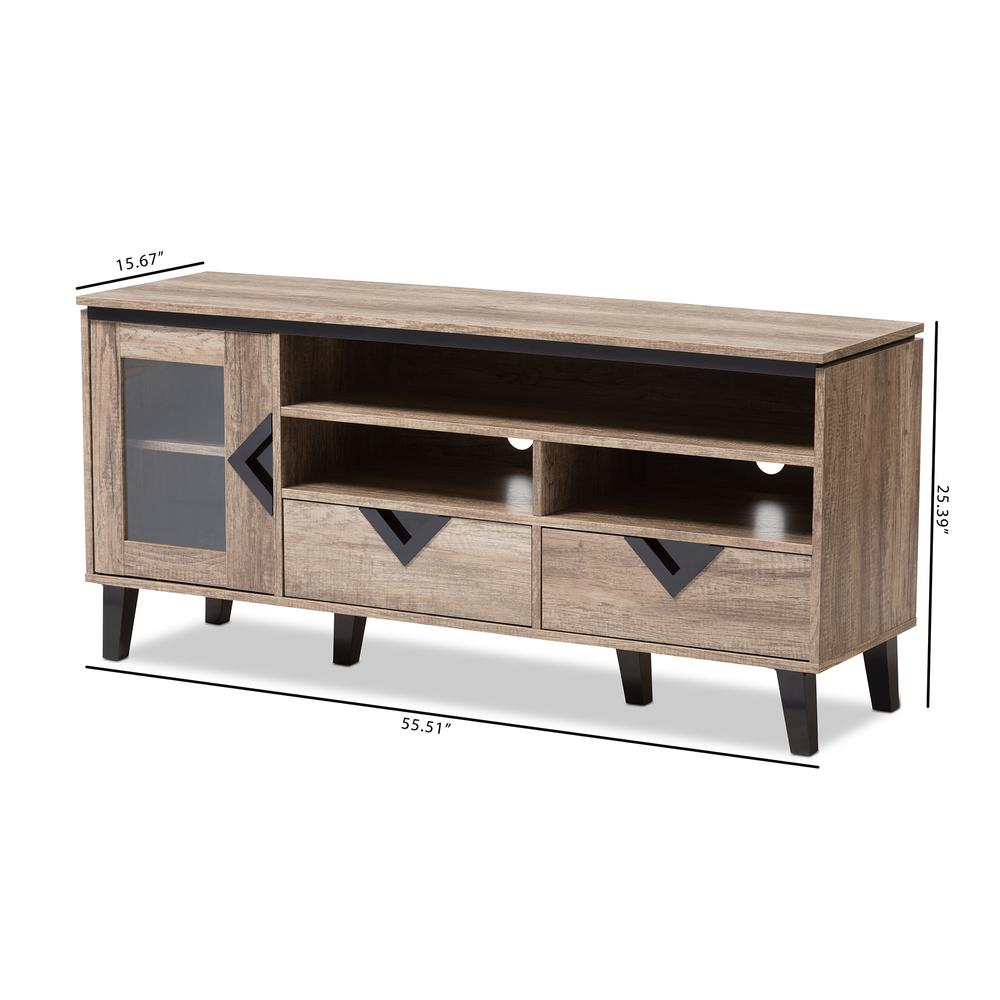 Baxton Studio Cardiff Modern and Contemporary Light Brown Wood 55-Inch TV Stand. Picture 14