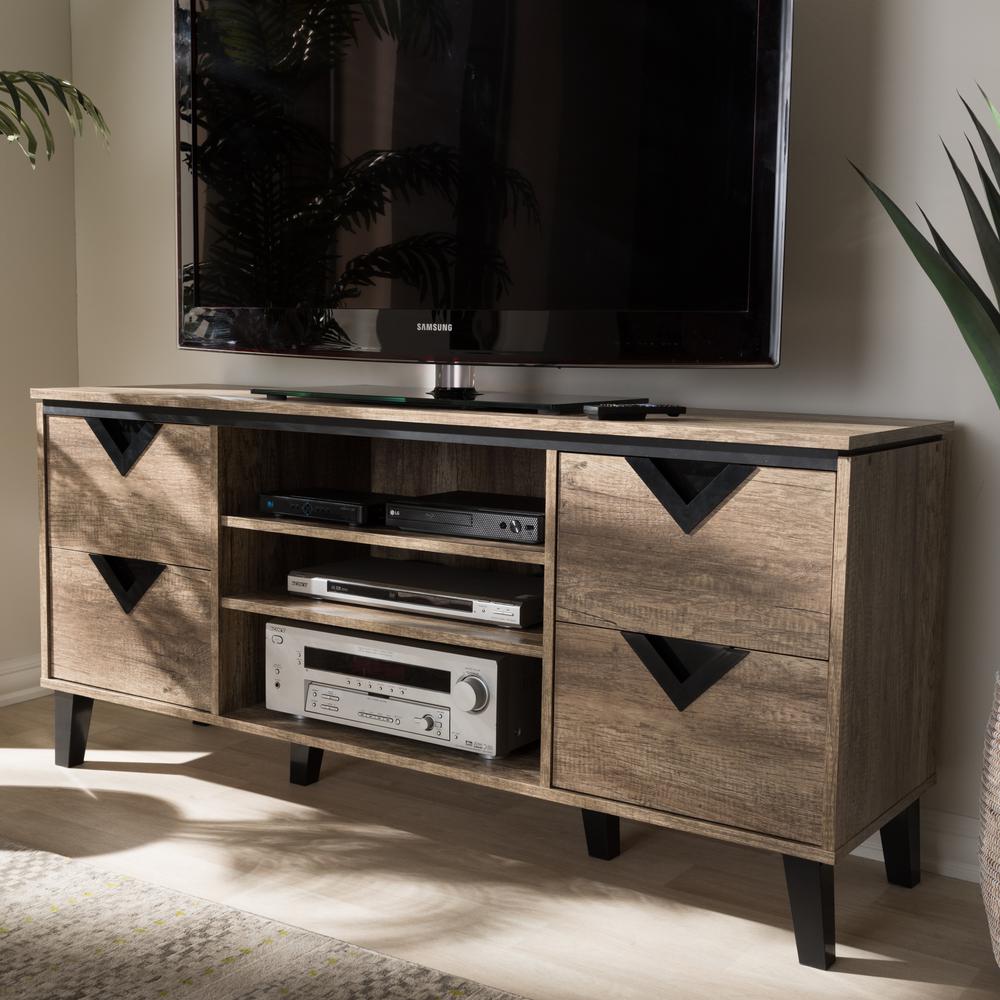 Baxton Studio Beacon Modern and Contemporary Light Brown Wood 55-Inch TV Stand. Picture 12