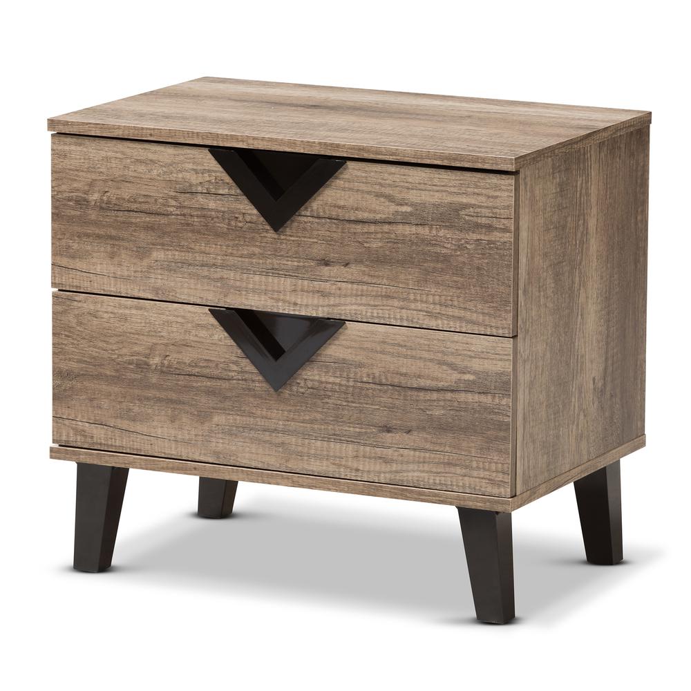 Swanson Modern and Contemporary Light Brown Wood 2-Drawer Nightstand. Picture 8