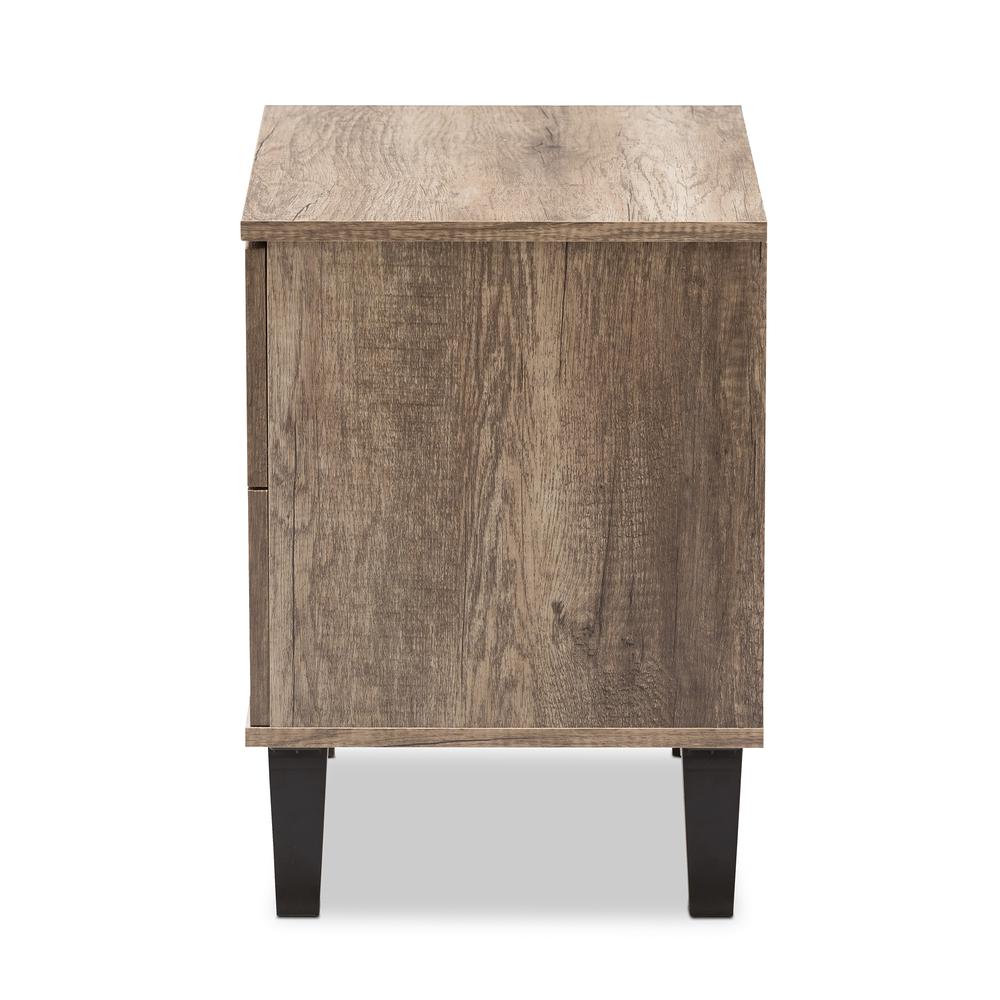 Swanson Modern and Contemporary Light Brown Wood 2-Drawer Nightstand. Picture 11