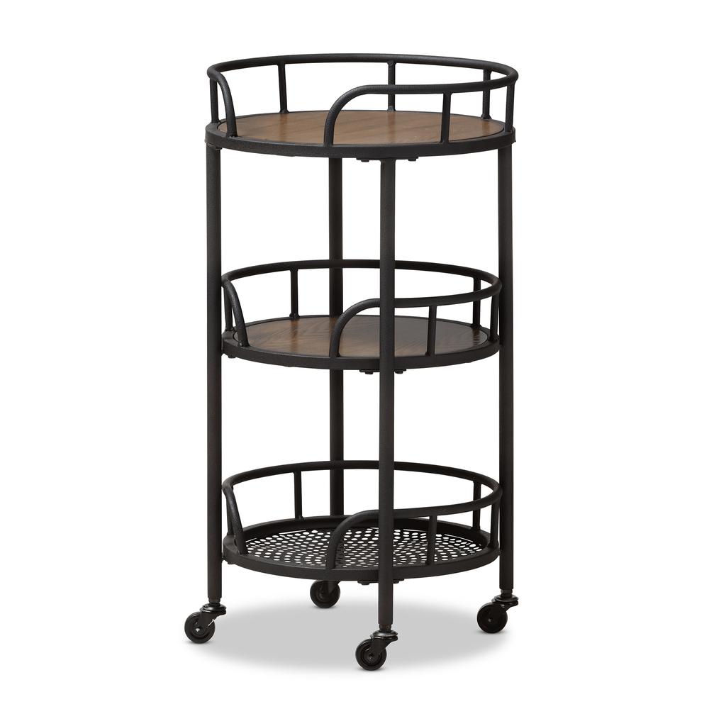 Baxton Studio Bristol Rustic Industrial Style Metal and Wood Mobile Serving Cart. Picture 7