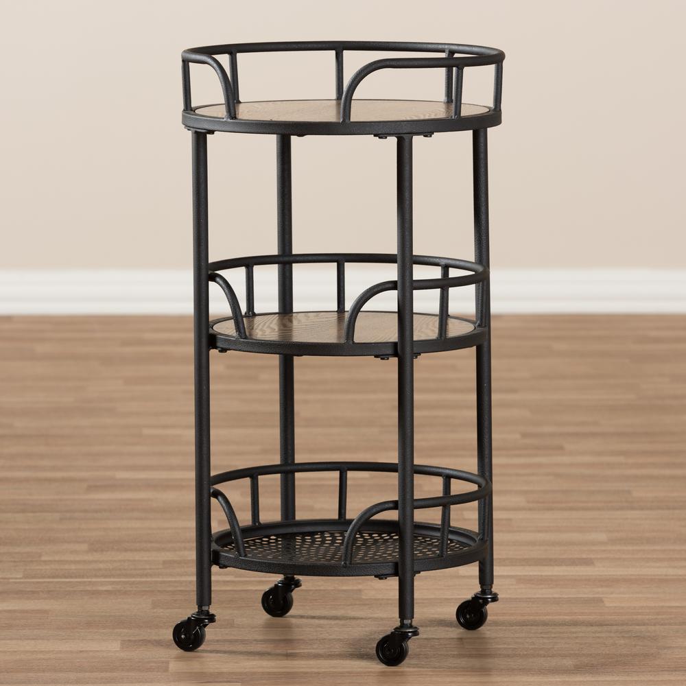 Baxton Studio Bristol Rustic Industrial Style Metal and Wood Mobile Serving Cart. Picture 11