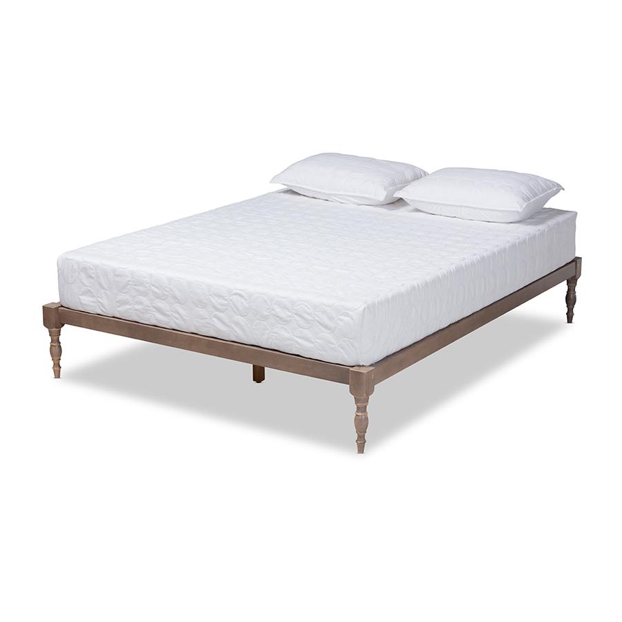 Baxton Studio Iseline Modern and Contemporary Antique Oak Finished Wood Queen Size Platform Bed Frame. Picture 1