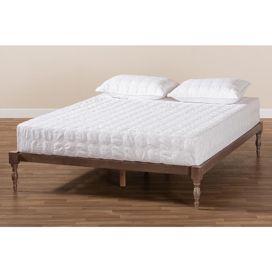 Baxton Studio Iseline Modern and Contemporary Antique Oak Finished Wood Queen Size Platform Bed Frame. Picture 7
