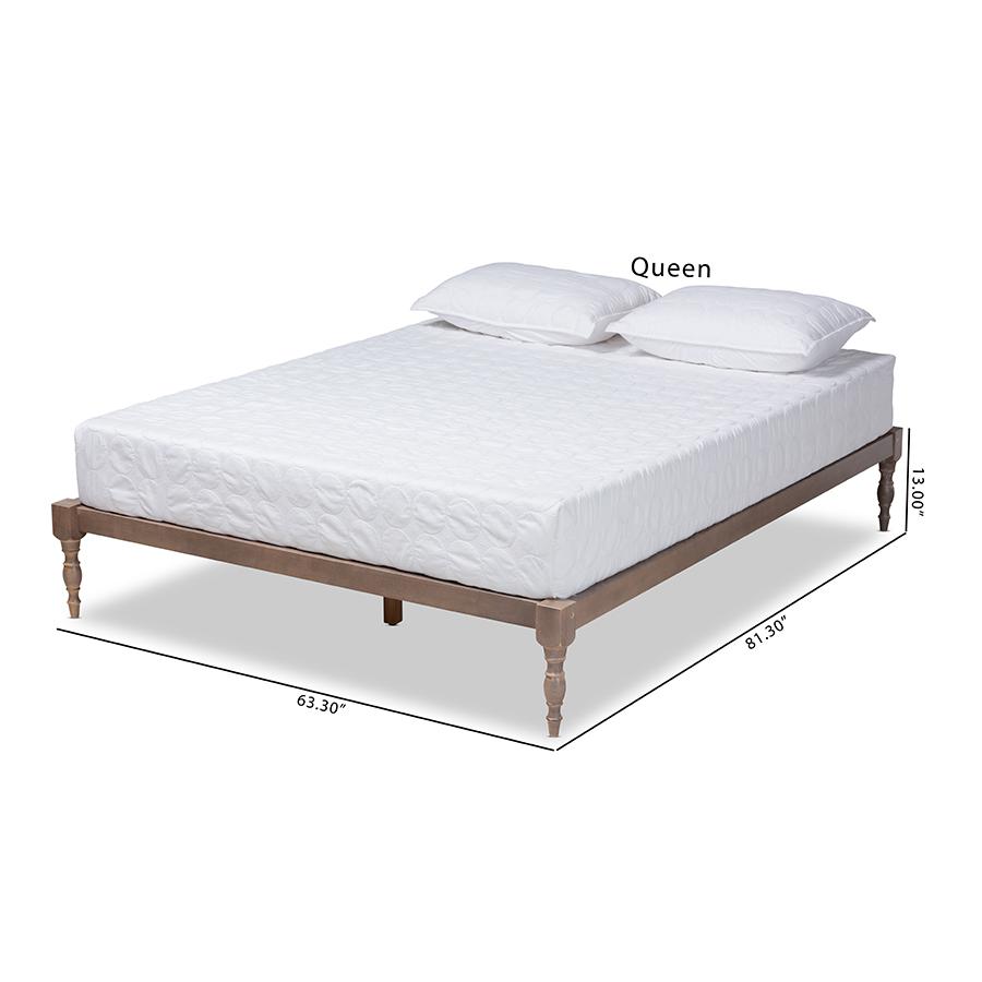 Baxton Studio Iseline Modern and Contemporary Antique Oak Finished Wood Queen Size Platform Bed Frame. Picture 9