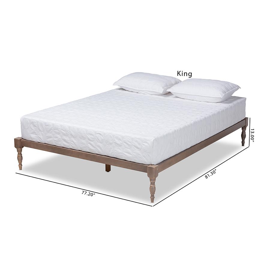 Baxton Studio Iseline Modern and Contemporary Antique Oak Finished Wood Queen Size Platform Bed Frame. Picture 10
