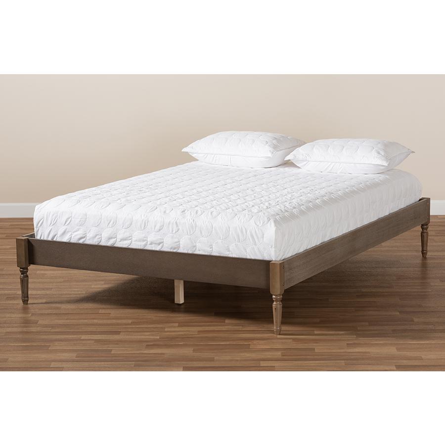 Baxton Studio Colette French Bohemian Weathered Grey Oak Finished Wood Queen Size Platform Bed Frame. Picture 6