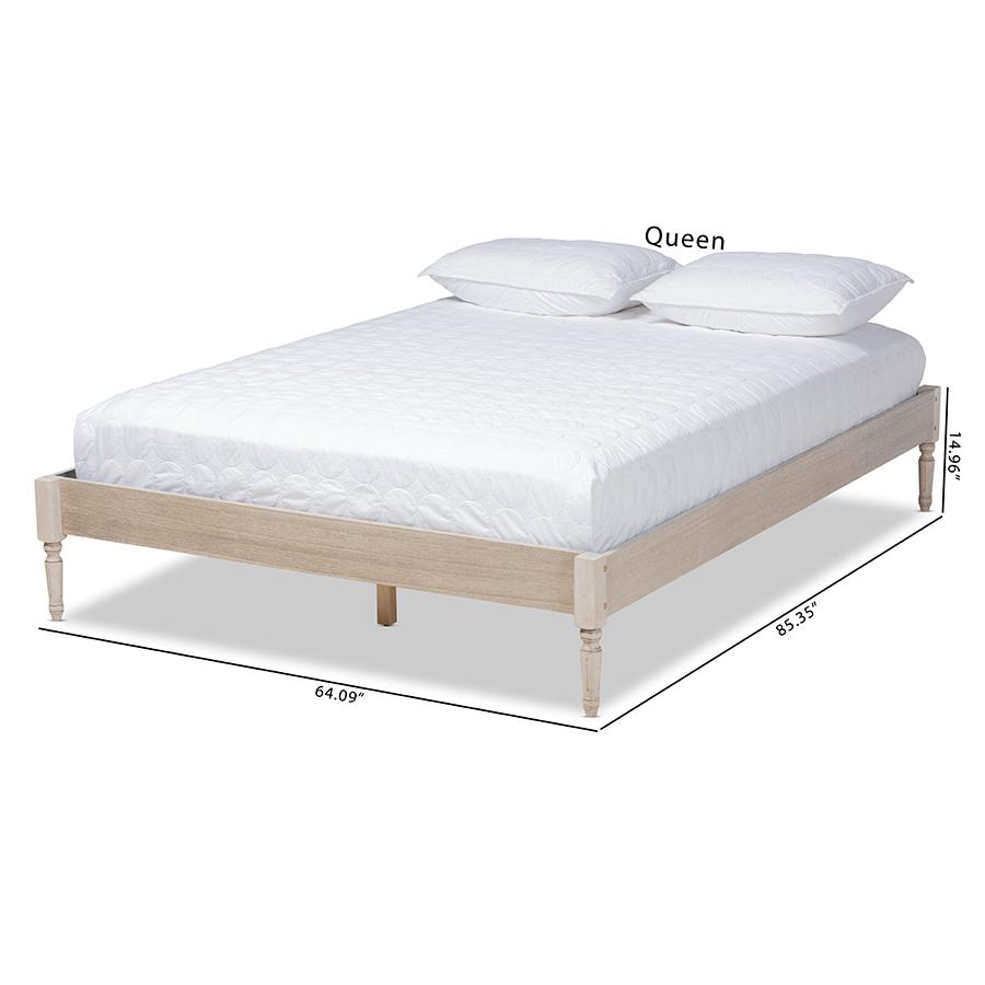 Baxton Studio Colette French Bohemian Antique White Oak Finished Wood Queen Size Platform Bed Frame. Picture 8