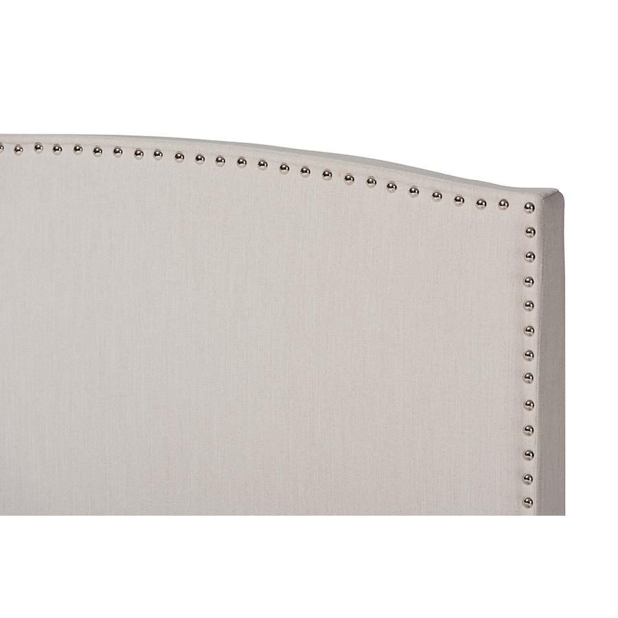 Morgan Modern Transitional Beige Fabric Upholstered King Size Panel Bed. Picture 4