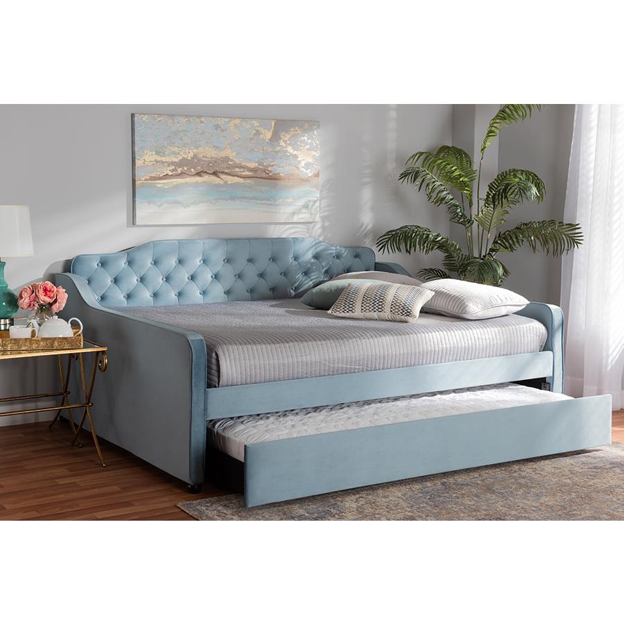 Button Tufted Queen Size Daybed with Trundle. Picture 9