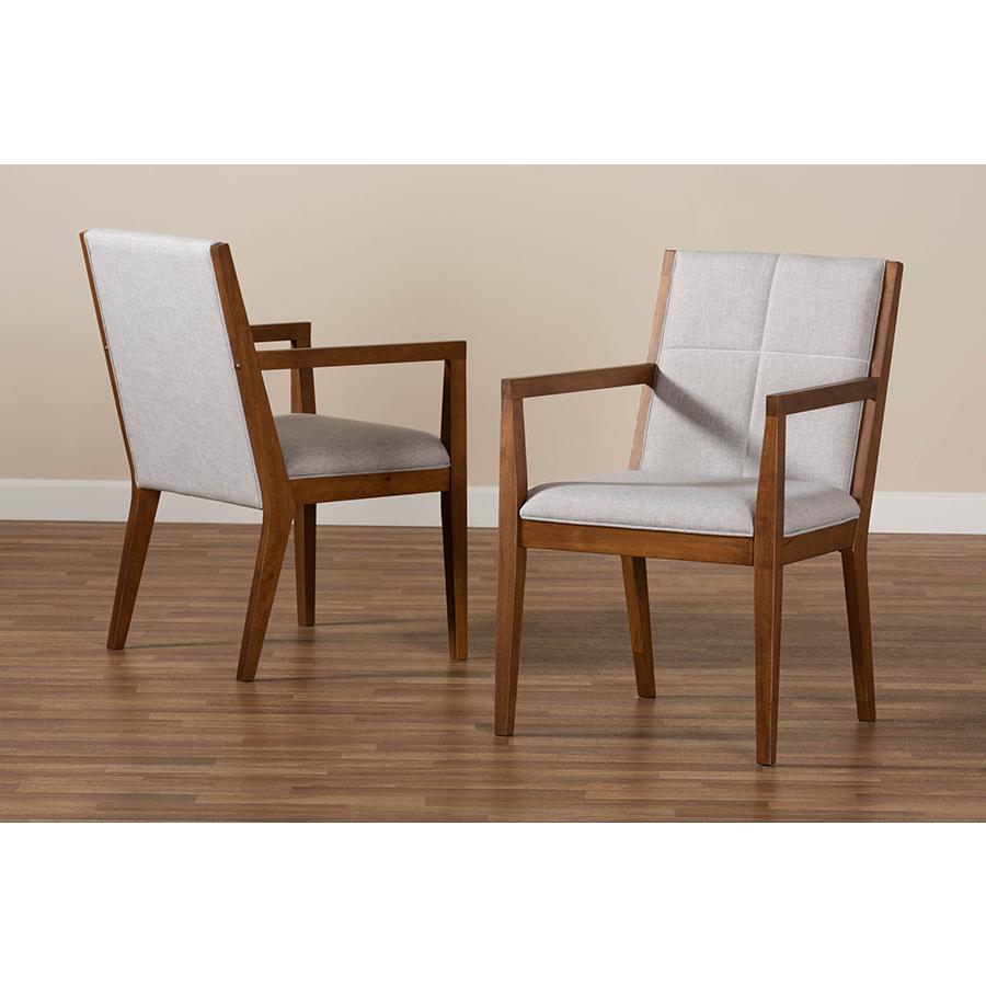 Baxton Studio Theresa Greige and Walnut Effect 2-Piece Chair Set. Picture 19