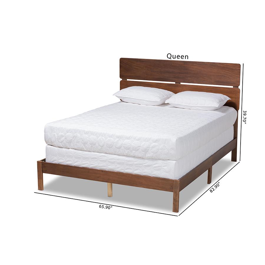 Anthony Modern and Contemporary Walnut Brown Finished Wood Queen Size Panel Bed. Picture 9