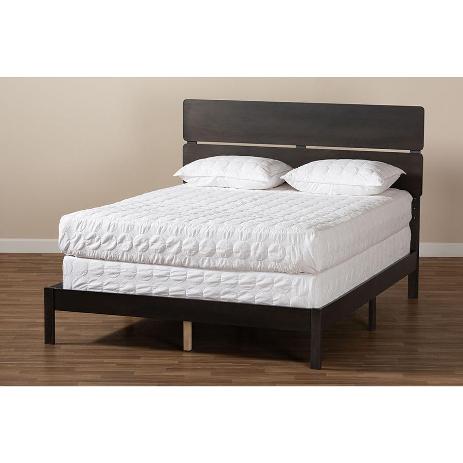 Anthony Modern and Contemporary Dark Grey Oak Finished Wood Queen Size Panel Bed. Picture 7