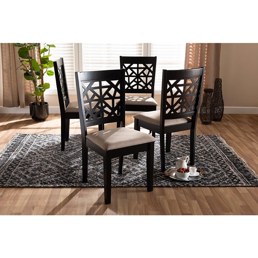 Espresso Brown Finished Wood 4-Piece Dining Chair Set. Picture 15