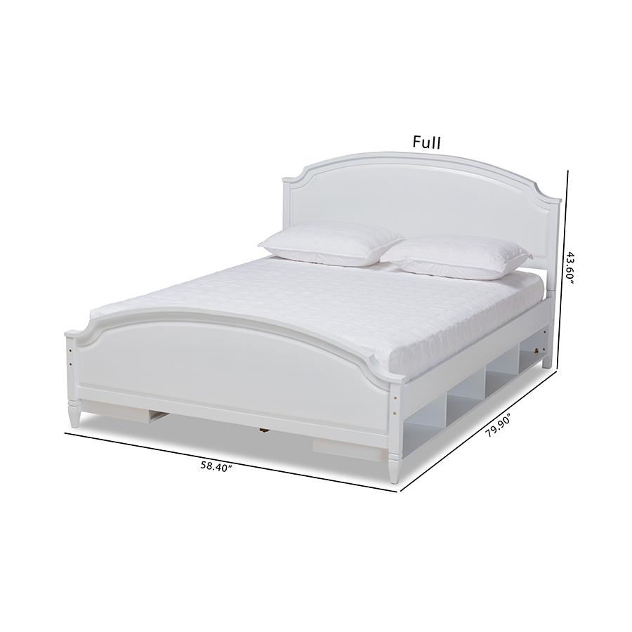 Traditional Transitional White Finished Wood Queen Size Storage Platform Bed. Picture 8