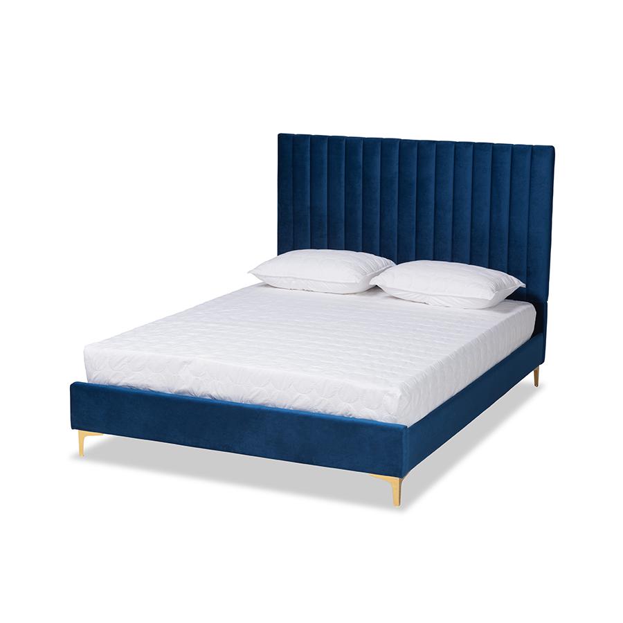 Gold Metal King Size Platform Bed. Picture 1