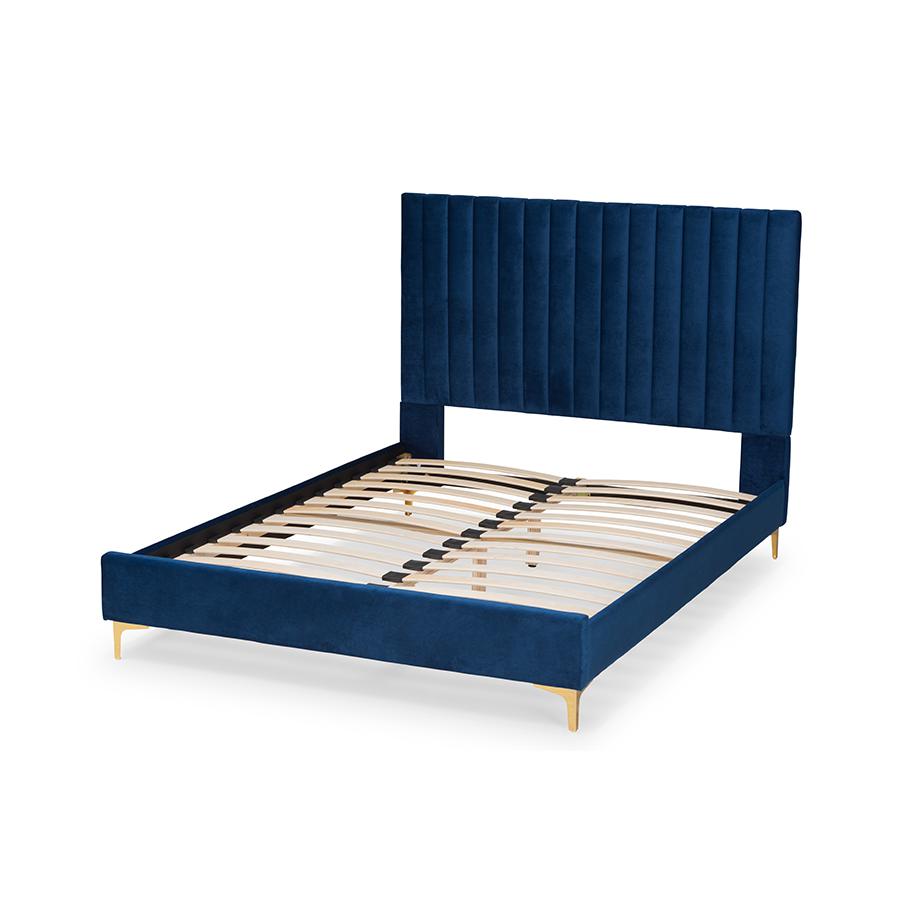Gold Metal King Size Platform Bed. Picture 3