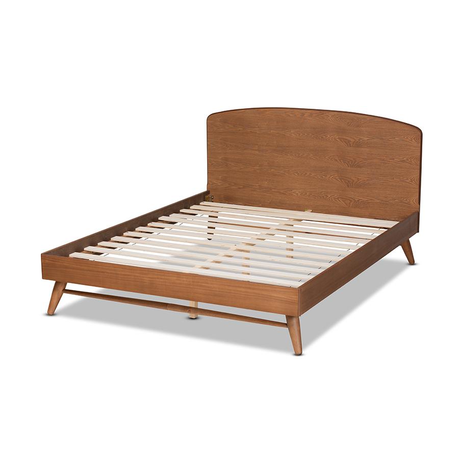 Transitional Walnut Brown Finished Wood Queen Size Platform Bed. Picture 3