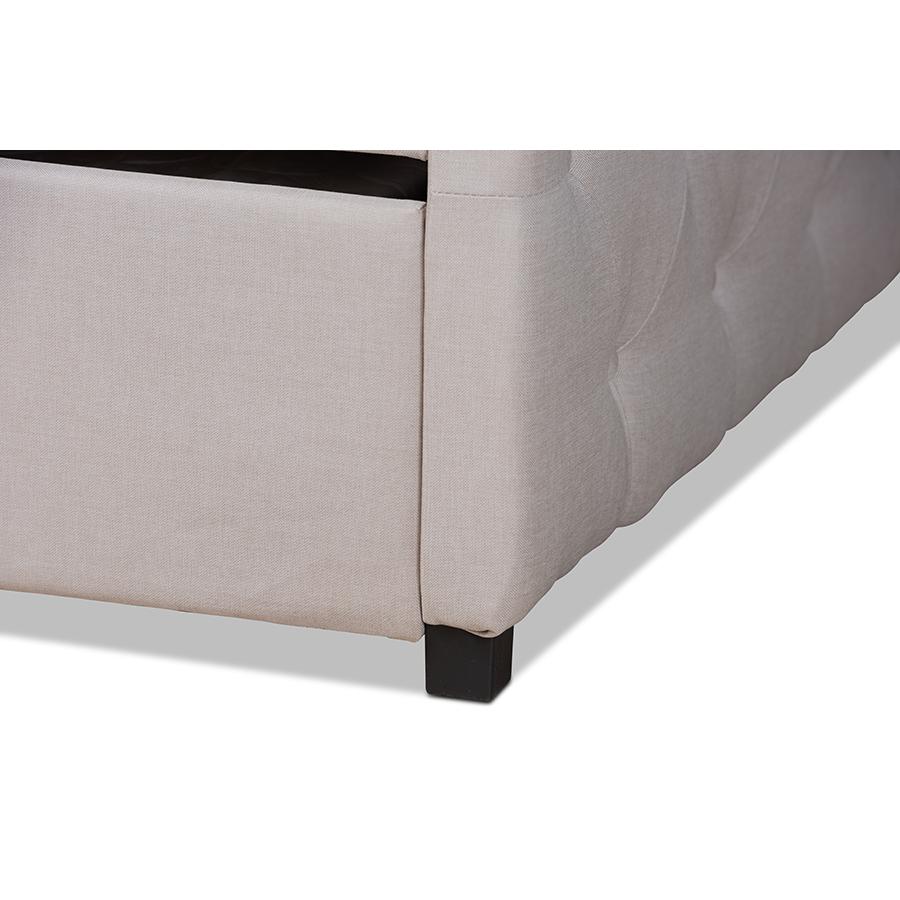 Transitional Beige Fabric Upholstered Queen Size Daybed with Trundle. Picture 7