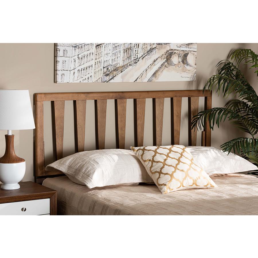 Duncan Modern and Contemporary Ash Walnut Finished Wood Full Size Headboard. Picture 17
