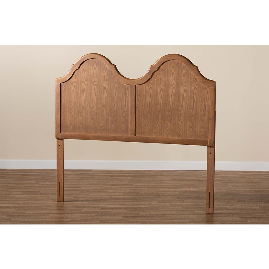 Traditional Ash Walnut Finished Wood King Size Arched Headboard. Picture 4
