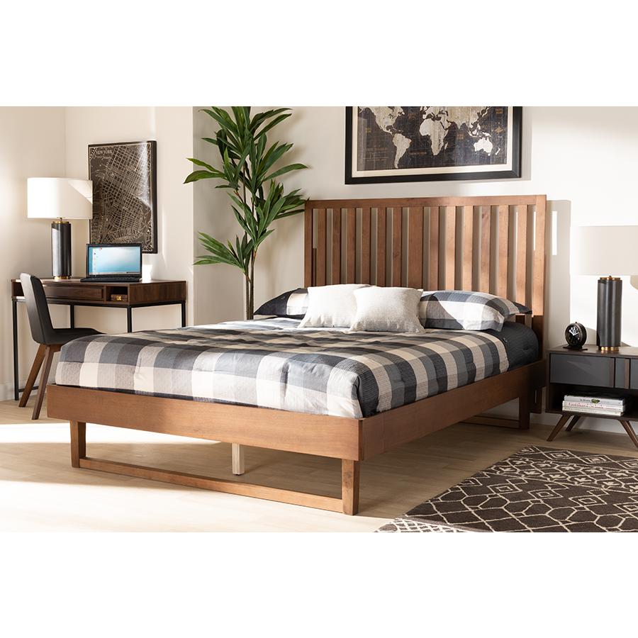 Marin Modern and Contemporary Walnut Brown Finished Wood Full Size Platform Bed. Picture 23