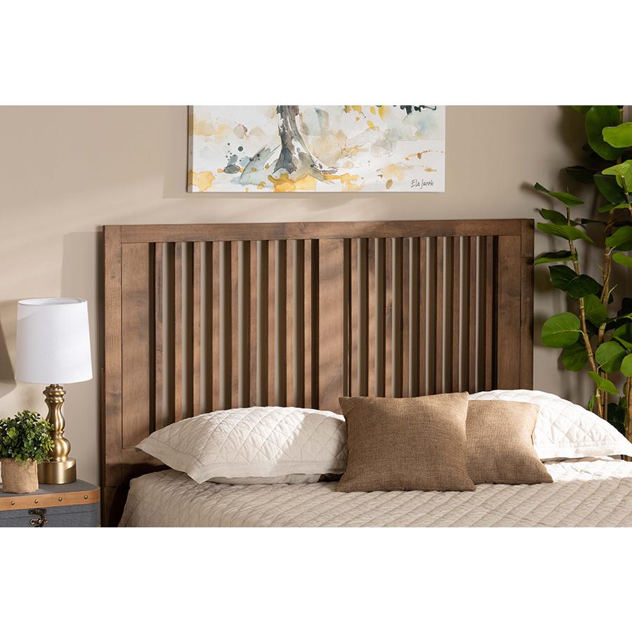 Transitional Ash Walnut Finished Wood Full Size Headboard. Picture 17
