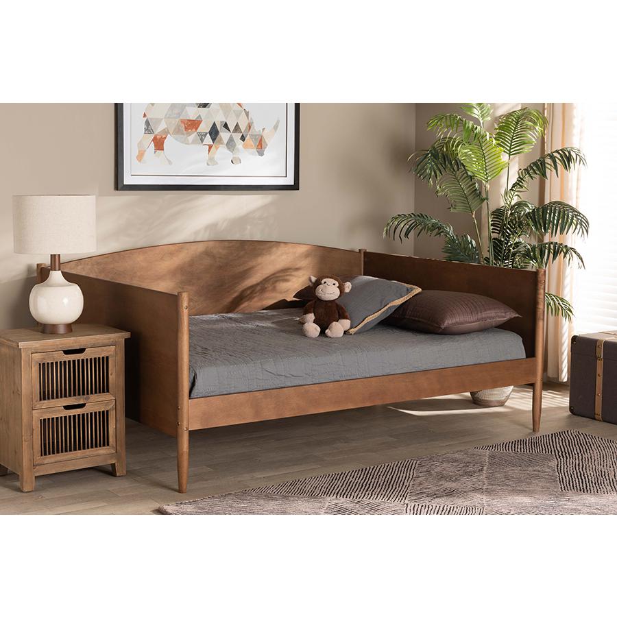 Baxton Studio Veles Mid-Century Modern Ash Walnut Finished Wood Full Size Daybed. Picture 17