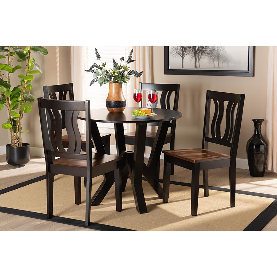 Walnut Brown Finished Wood 5-Piece Dining Set. Picture 19