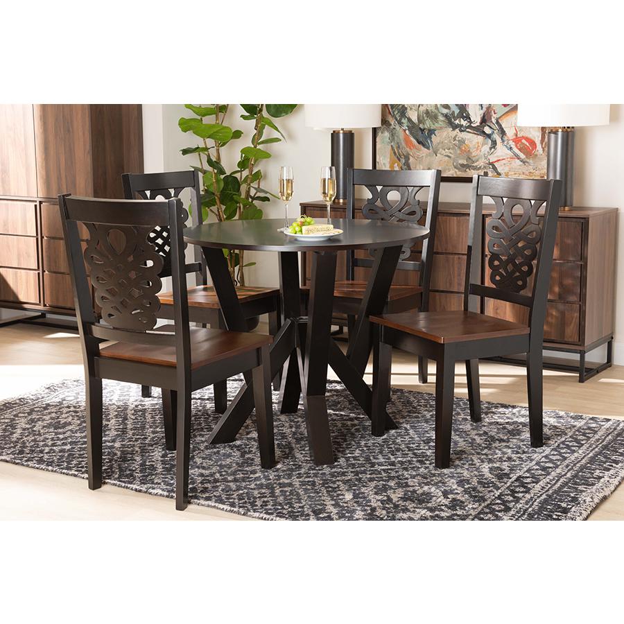 Walnut Brown Finished Wood 5-Piece Dining Set. Picture 19