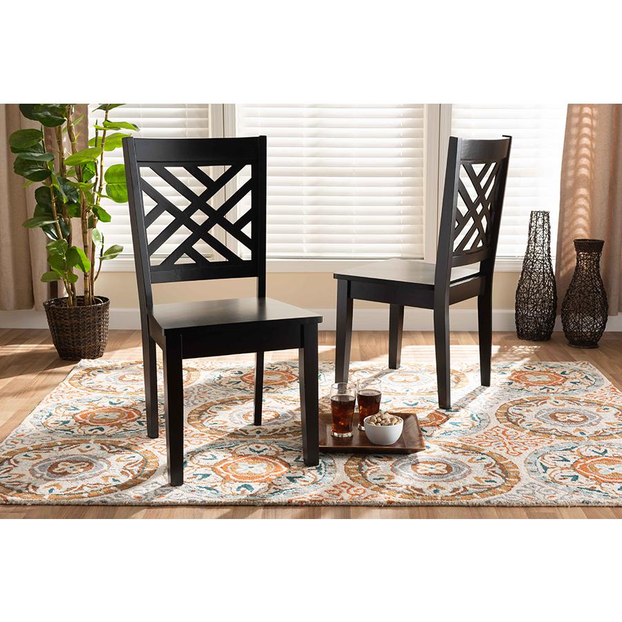 Transitional Dark Brown Finished Wood 2-Piece Dining Chair Set. Picture 17
