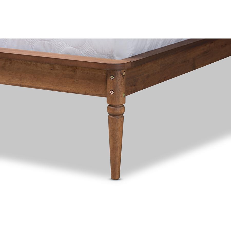 Traditional Transitional Walnut Brown Finished Wood Queen Size Platform Bed. Picture 5