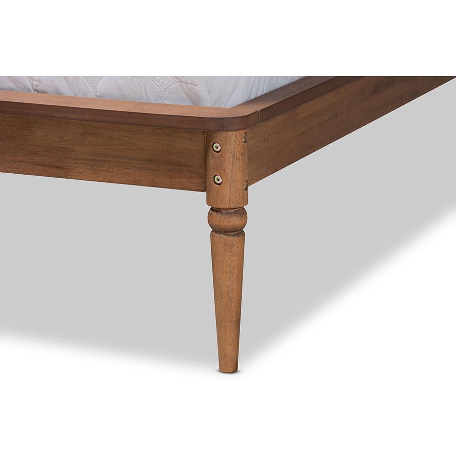 Tallis Classic and Traditional Walnut Brown Finished Wood Queen Size Bed Frame. Picture 4