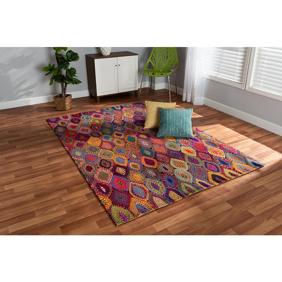 Addis Modern and Contemporary Multi-Colored Handwoven Fabric Area Rug. Picture 9