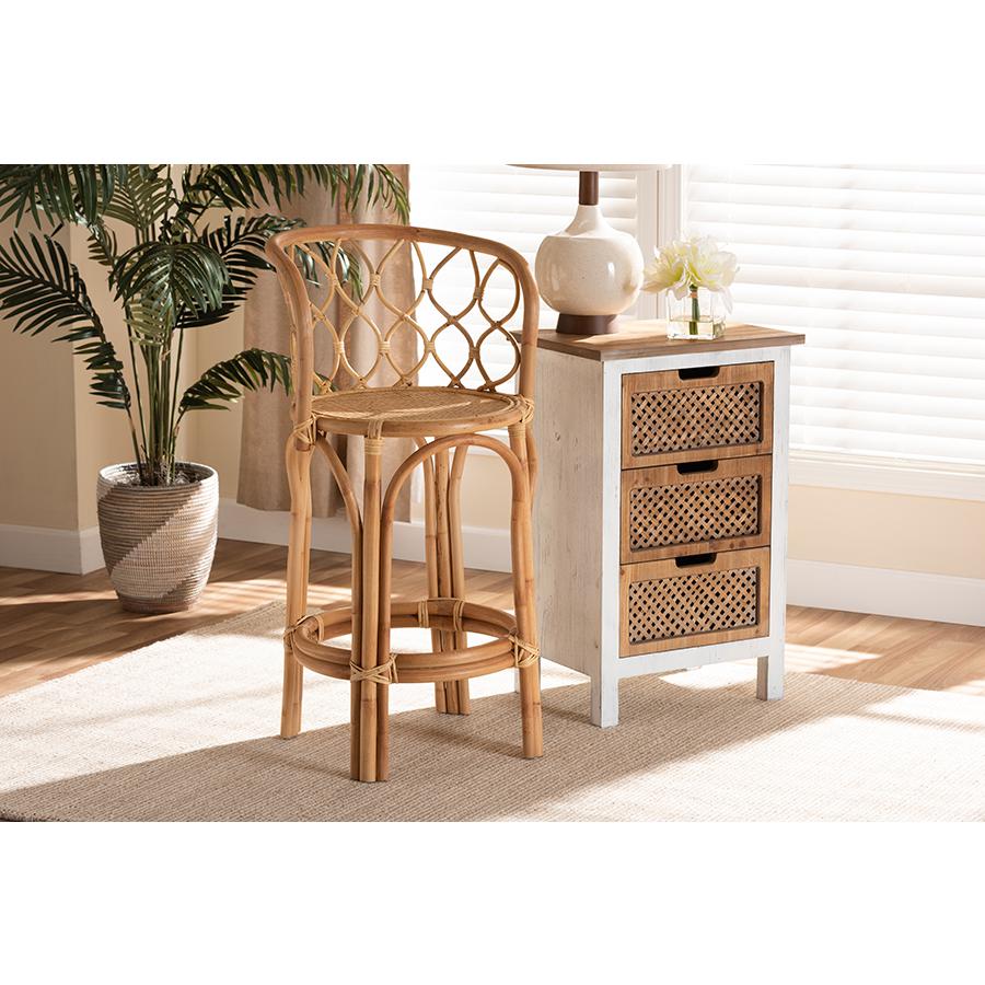 bali & pari Diana Modern and Contemporary Natural Finished Rattan Counter Stool. Picture 17