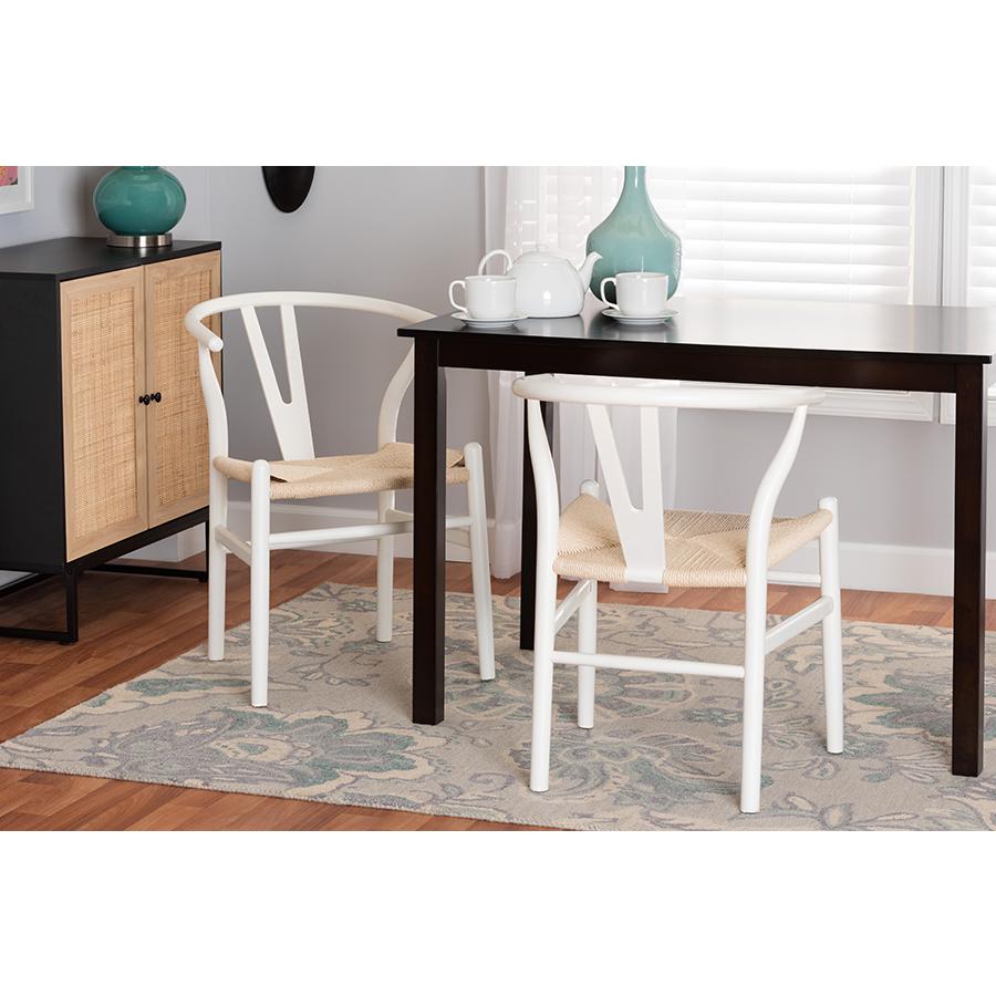 Baxton Studio Paxton Modern White Finished Wood 2-Piece Dining Chair Set. Picture 19