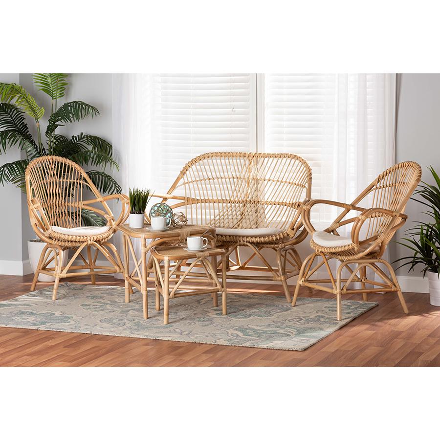 Natural Brown Finished Rattan 5-Piece Living Room Set. Picture 23
