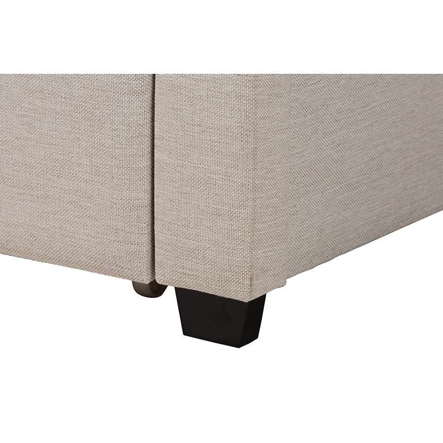 Transitional Beige Fabric Queen Size 3-Drawer Storage Platform Bed. Picture 8